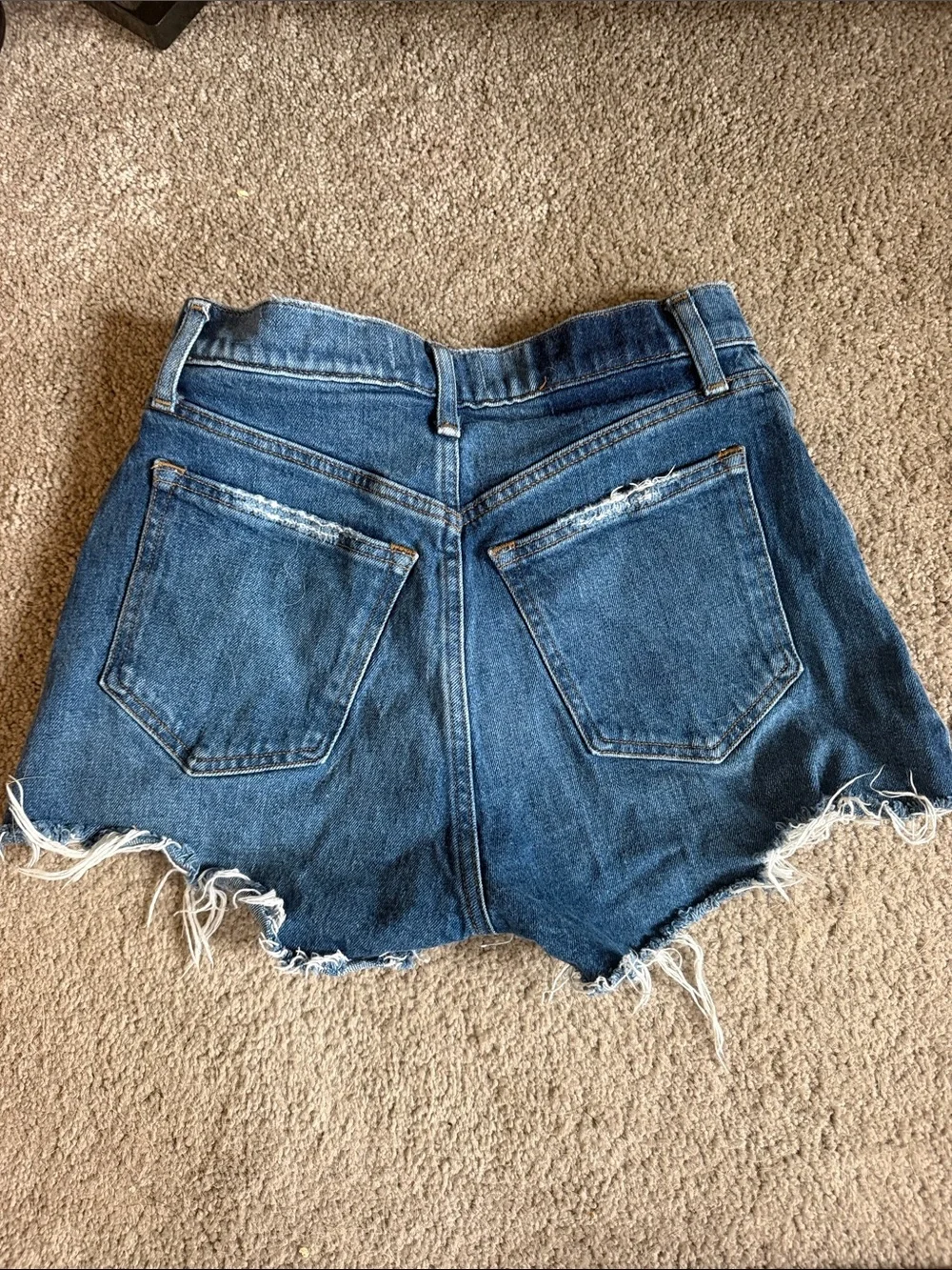 Abercrombie & Fitch Raw-Hem Dark Blue Denim Shorts